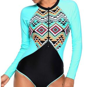 Long Sleeve Rash Guard One Piece Bathing Suit